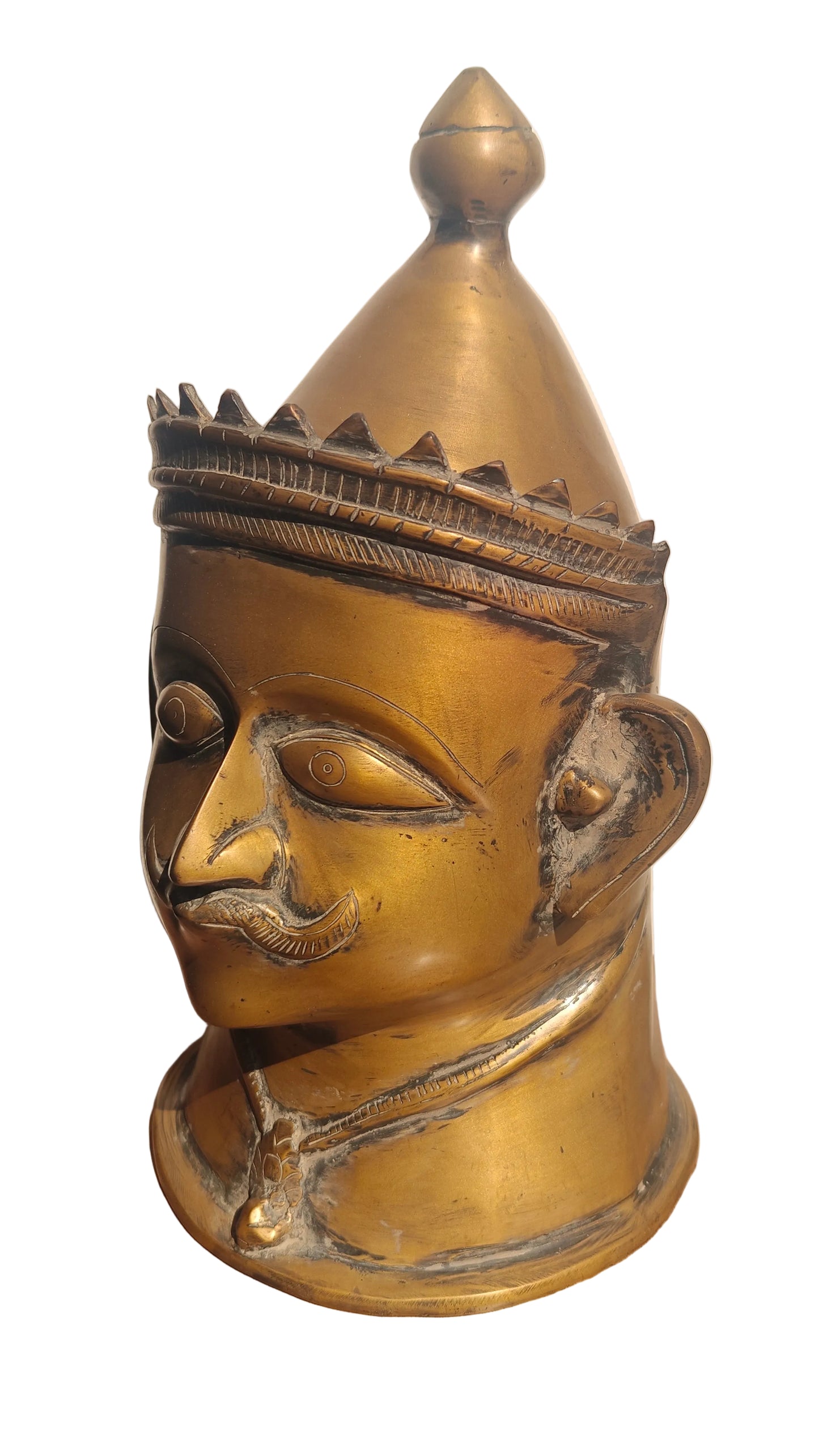 Handcrafted Brass Shiva Head Sculpture | Meditating Lord Shiva | Third Eye | 13.5 inch