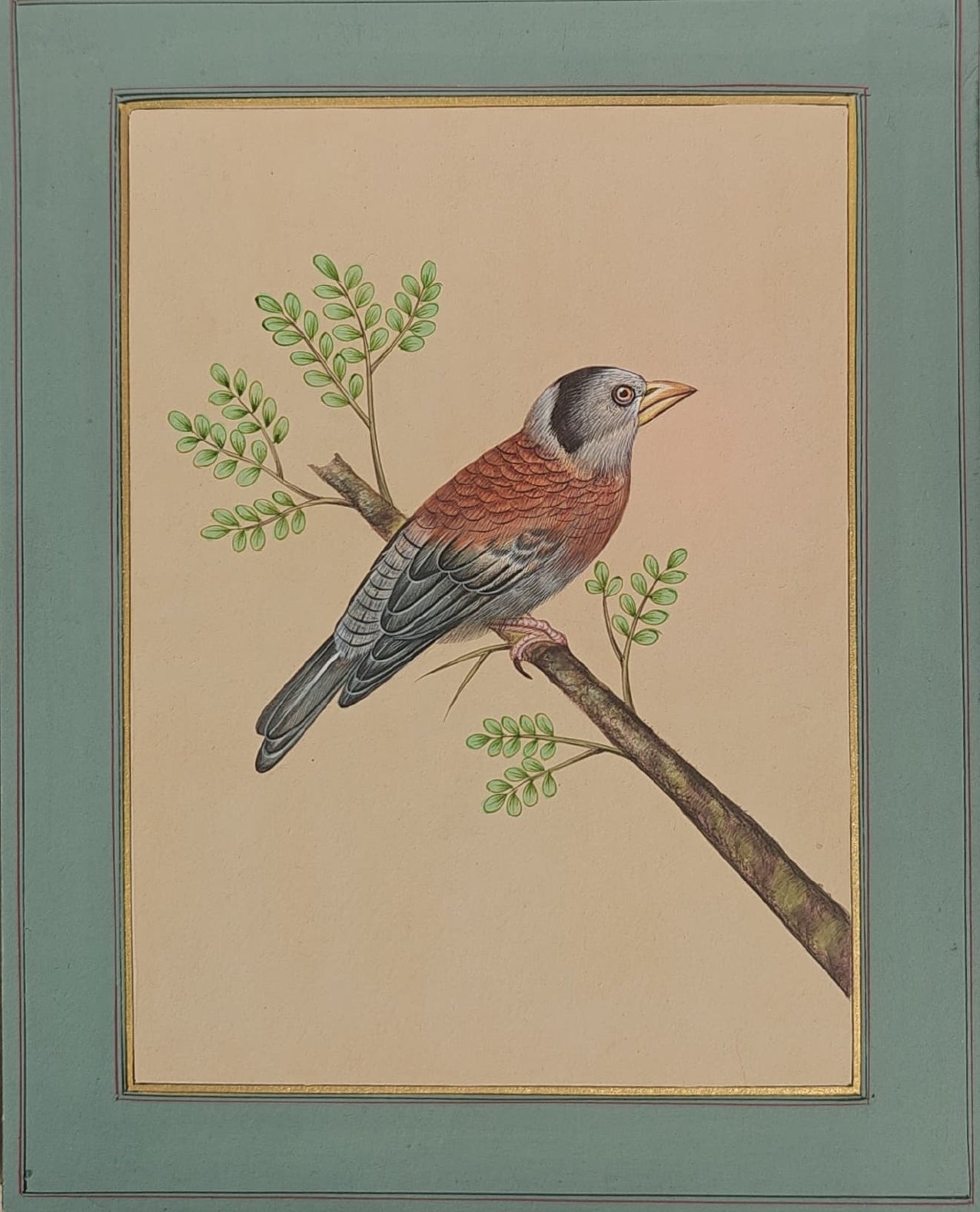 Mughal Miniature Bird & Botanical Painting | Hand-Painted on Paper | Indian Miniature Art | 8x10 inch