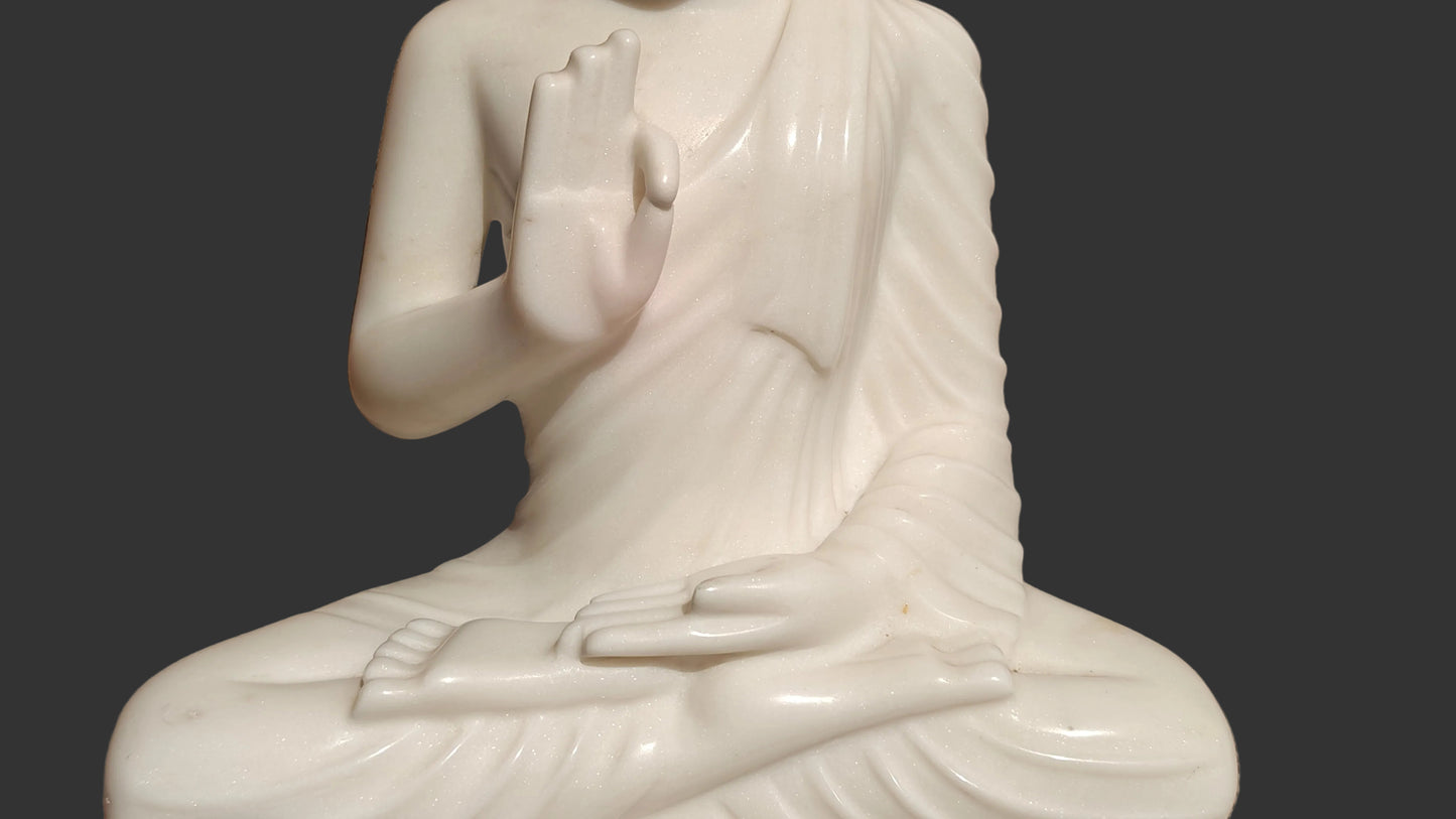 Handcrafted Marble Buddha Statue | Meditating Gautama Buddha | 15 inch