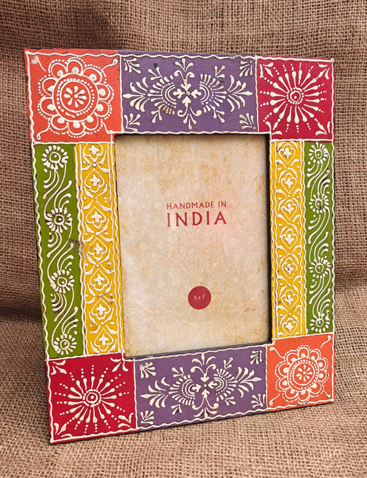 Handcrafted Indian Folk Art Photo Frame | Multicolour | 5x7 inch