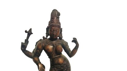 Brass Ardhanarishvara Statue | Shiva Parvati United Form Idol | 16 inch Handcrafted Hindu Sculpture