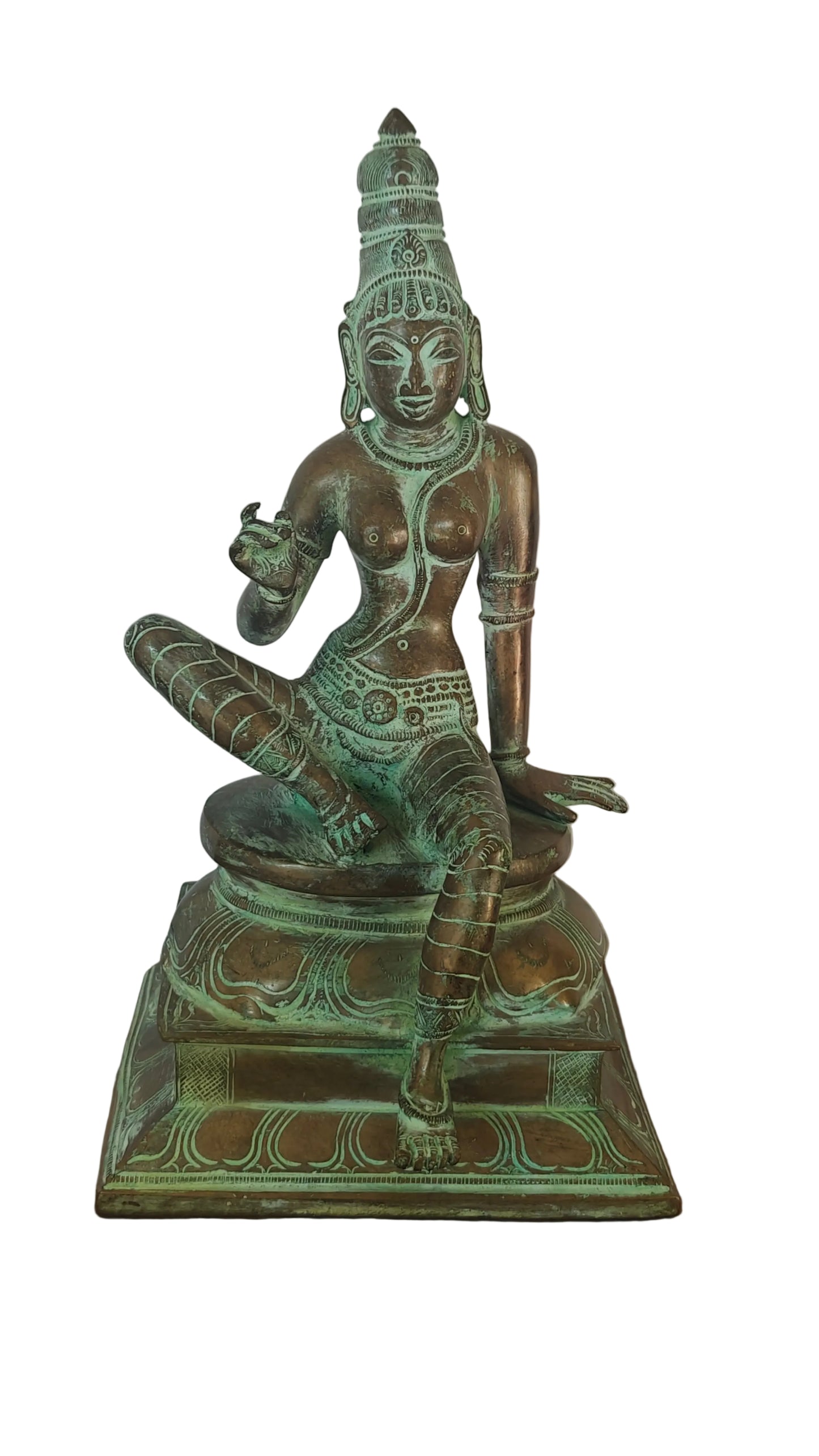 Handcrafted Brass Parvati Statue | Seated Goddess in Lalitasana | Divine Feminine | 12 inch