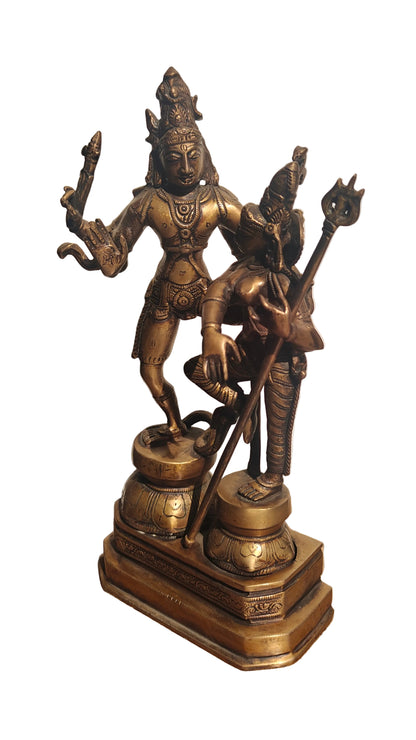 Handcrafted Brass Shiva Parvati Standing Statue | Divine Union | Uma Maheshwar | 13 inch