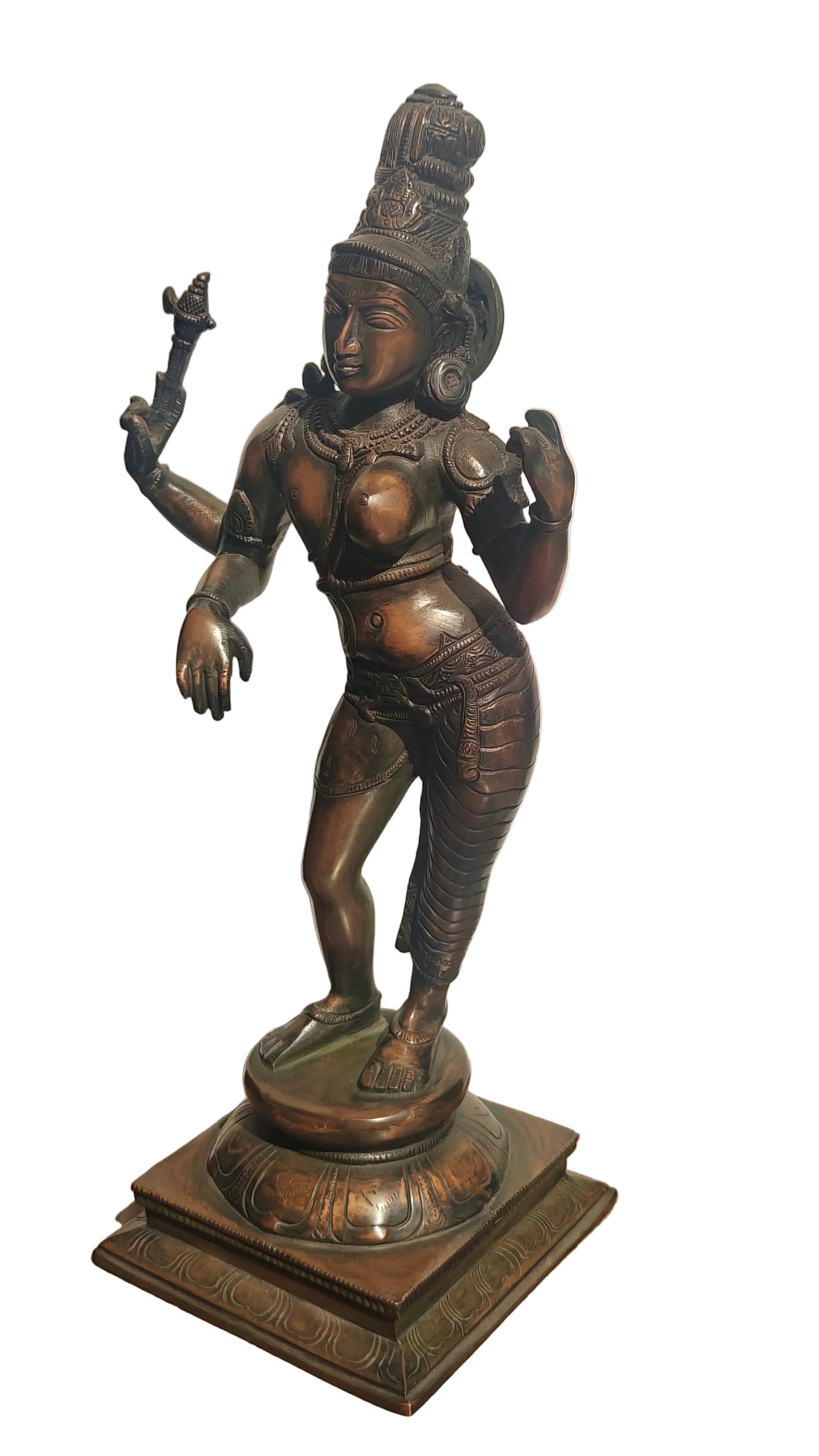 Brass Ardhanarishvara Statue | Shiva Parvati United Form Idol | 16 inch Handcrafted Hindu Sculpture