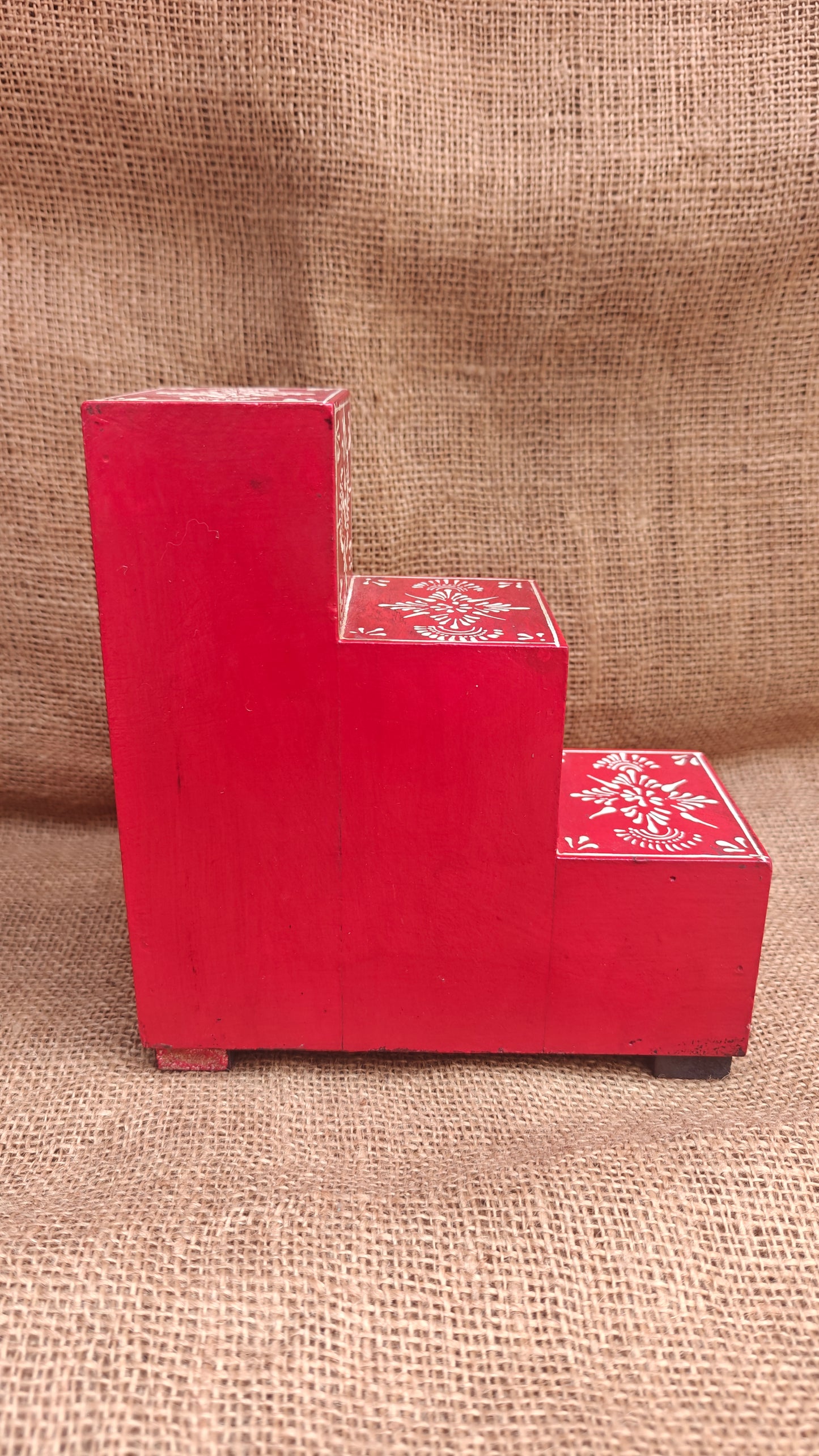 Handcrafted Painted Wood Step Ladder Chest | 6 Drawers | Multicolour Indian Folk Art