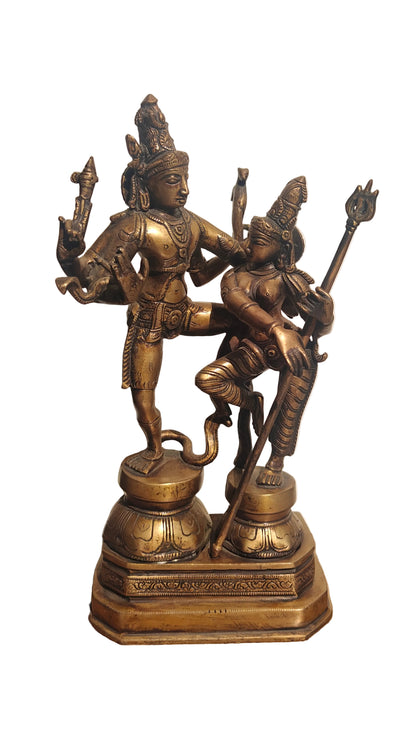 Handcrafted Brass Shiva Parvati Standing Statue | Divine Union | Uma Maheshwar | 13 inch