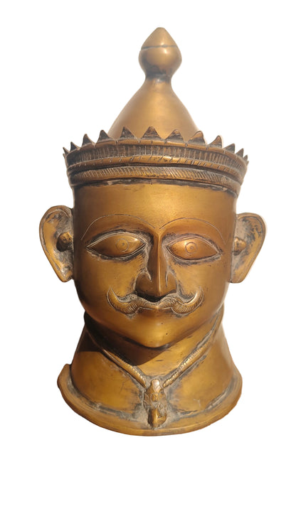 Handcrafted Brass Shiva Head Sculpture | Meditating Lord Shiva | Third Eye | 13.5 inch