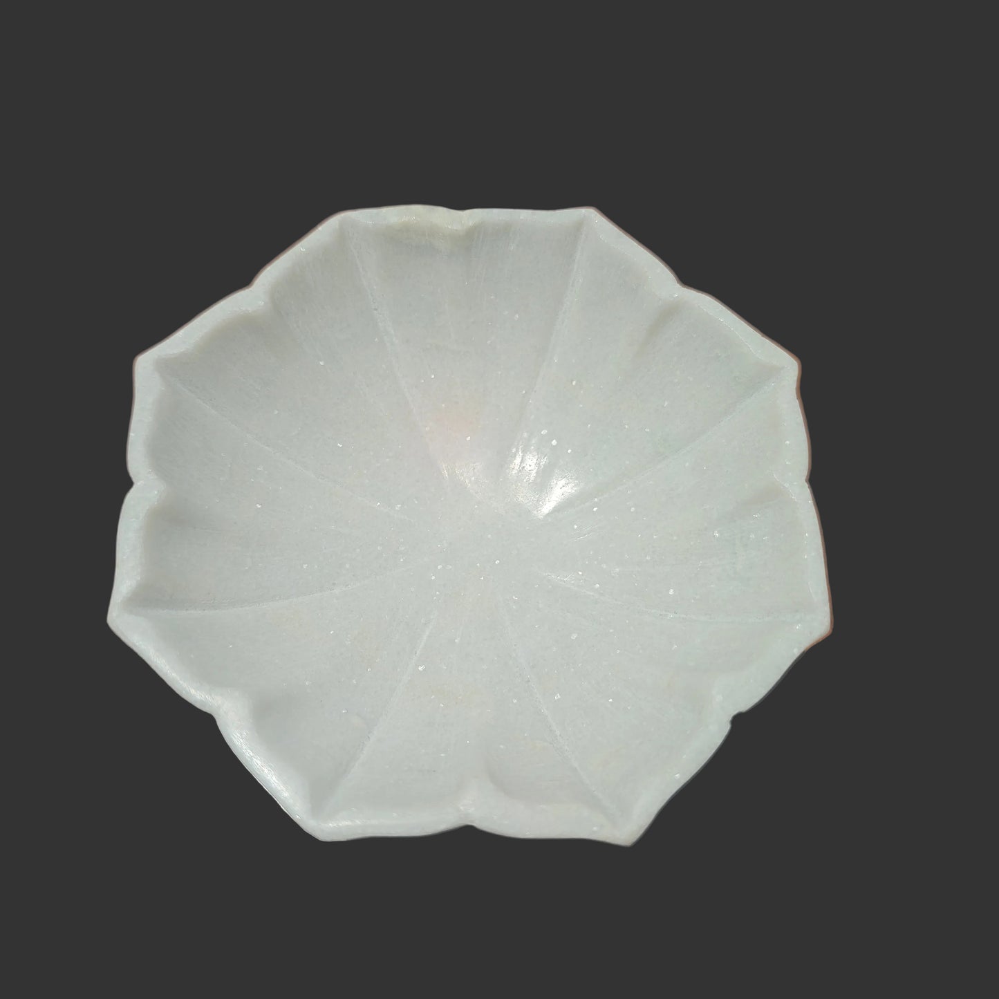 White marble clam shell bowl side view organic natural form
