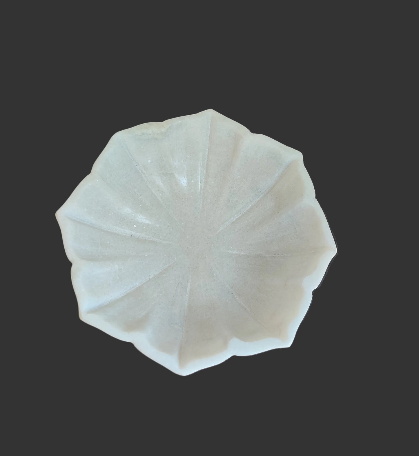 White marble flower bowl top view decorative puja plate India