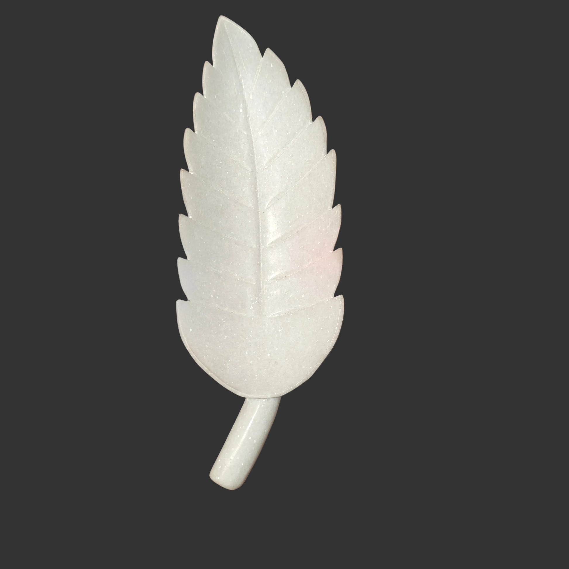 White marble leaf plate top view decorative puja plate India