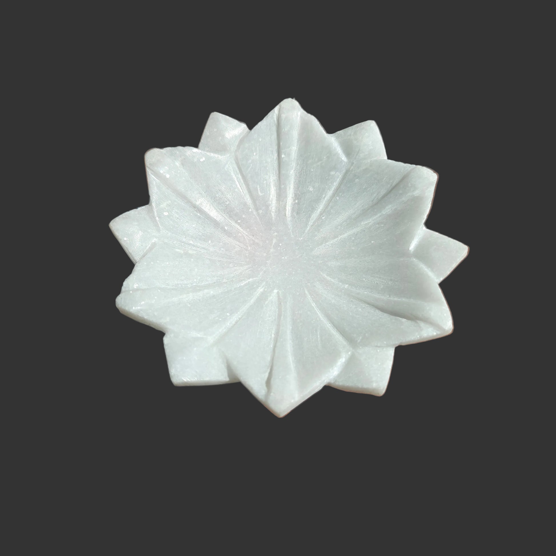 White marble lotus plate side view flat petal design India