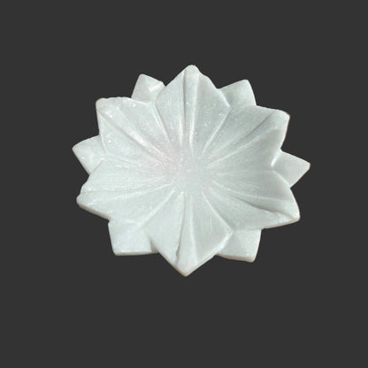 White marble lotus plate side view flat petal design India