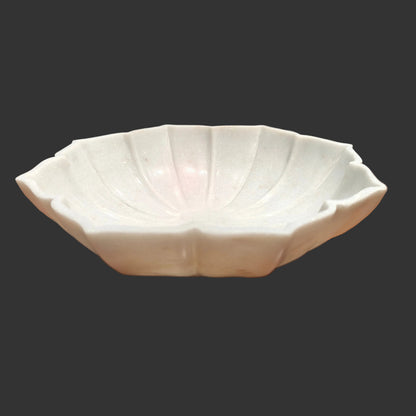 White marble shell bowl 12 inch top view decorative puja plate India