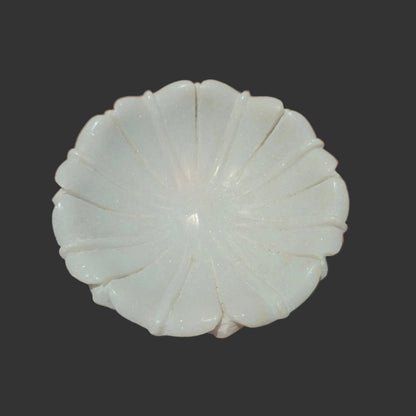 White marble shell bowl 6 inch top view decorative puja plate India