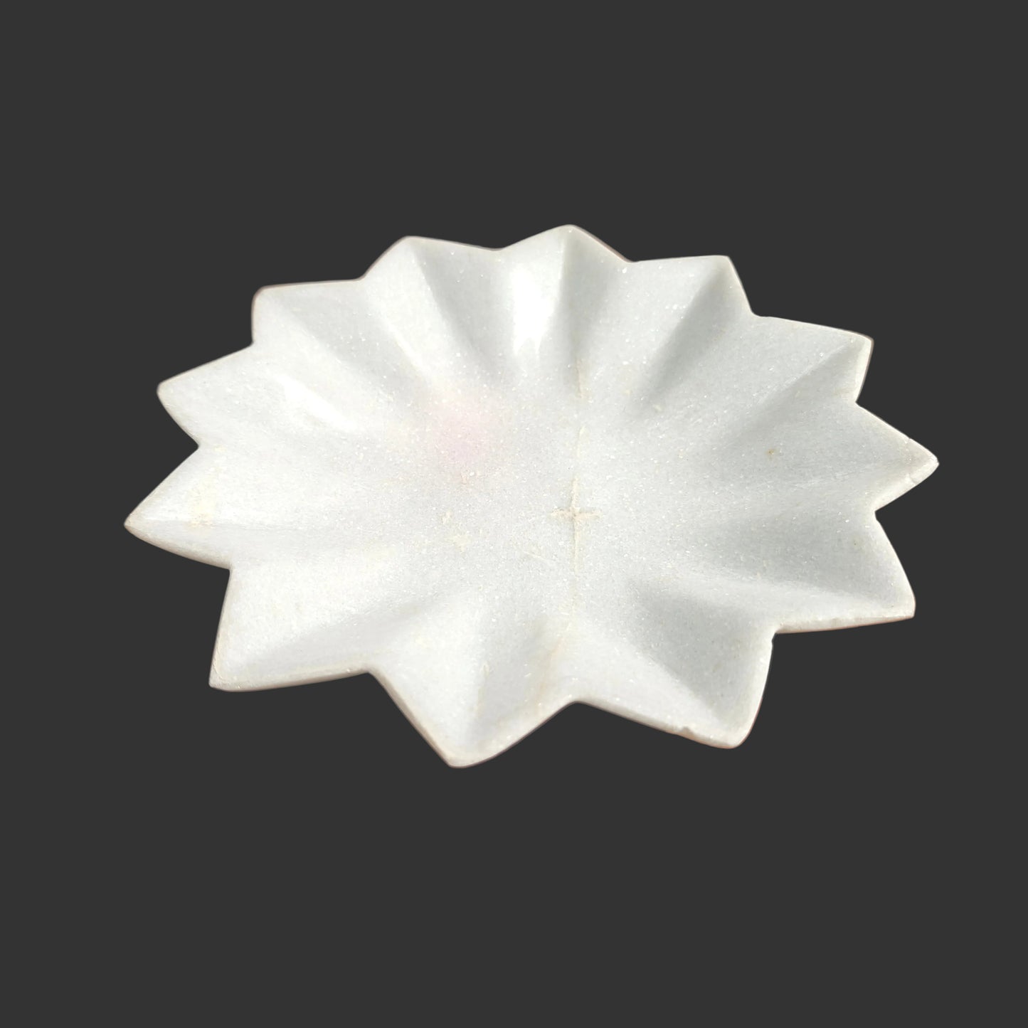White marble star plate side view flat pointed petal design India