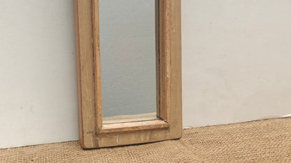 Vintage Beige Jharokha Wooden Wall Mirror | Moroccan Style Distressed Frame | Gujarat & Rajasthan