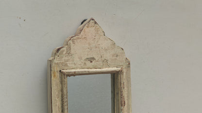 Vintage white Jharokha Wooden Wall Mirror | Moroccan Style Distressed Frame