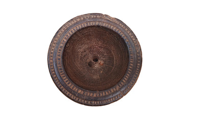 Antique Round Teak Wood Seeder | Vintage South Indian Farmers Tool | Hand-Carved