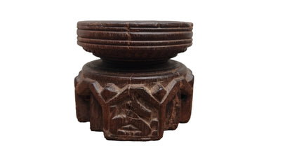 Antique Round Teak Wood Seeder | Vintage South Indian Farmers Tool | Hand-Carved