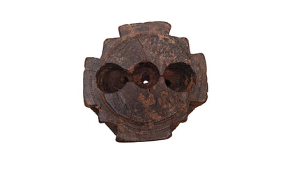 Antique Round Teak Wood Seeder | Vintage South Indian Farmers Tool | Hand-Carved