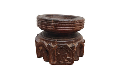 Antique Round Teak Wood Seeder | Vintage South Indian Farmers Tool | Hand-Carved