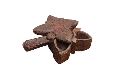 Hand-Carved Wooden Spice Box | Traditional Indian Masala Dabba | Small