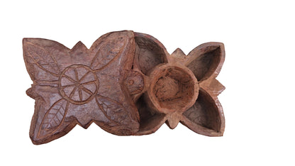 Hand-Carved Wooden Spice Box | Traditional Indian Masala Dabba | Small
