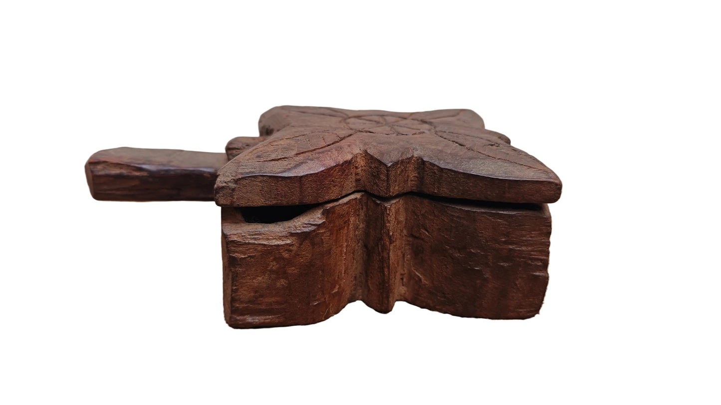Hand-Carved Wooden Spice Box | Traditional Indian Masala Dabba | Small