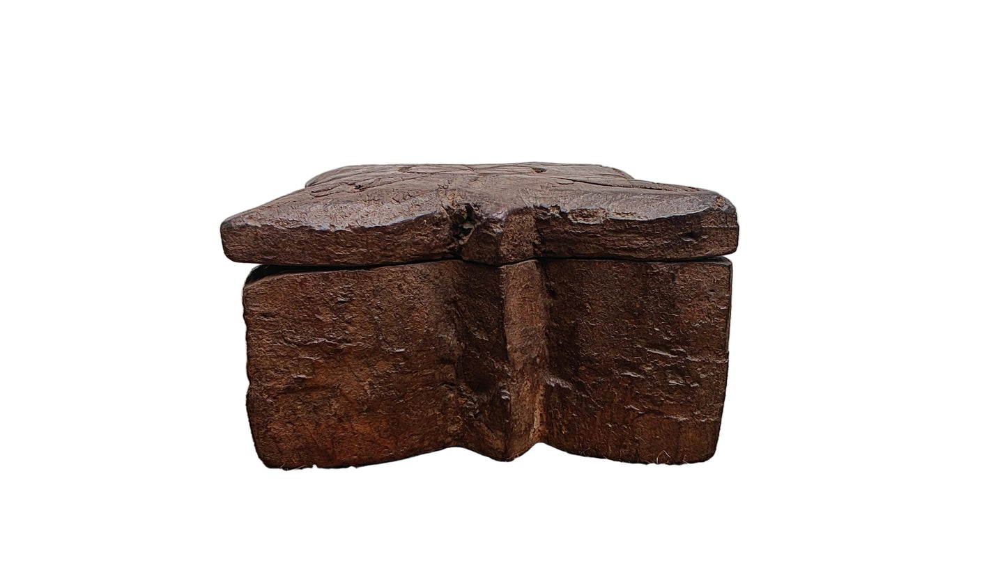 Hand-Carved Wooden Spice Box | Traditional Indian Masala Dabba | Small