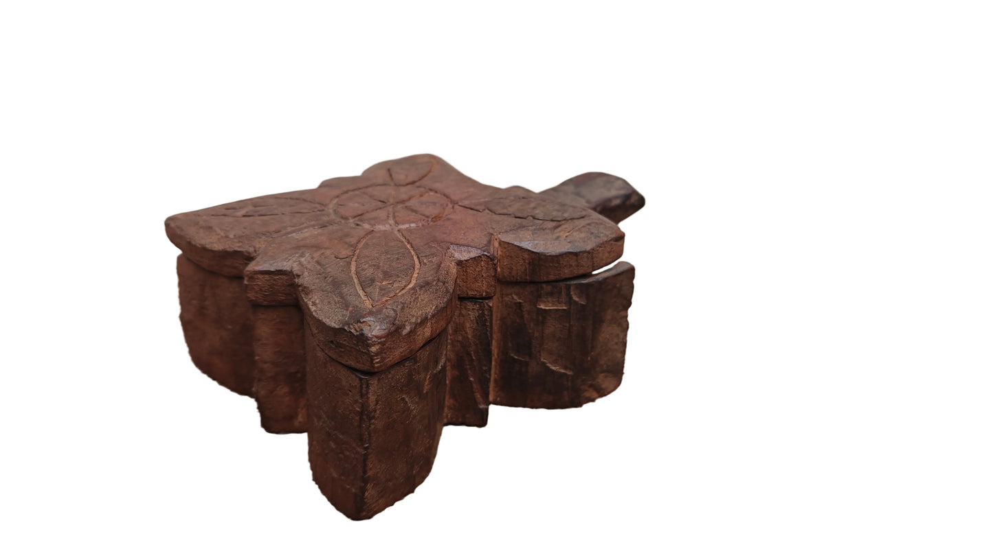 Hand-Carved Wooden Spice Box | Traditional Indian Masala Dabba | Small