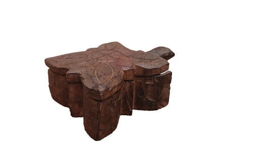 Hand-Carved Wooden Spice Box | Traditional Indian Masala Dabba | Small