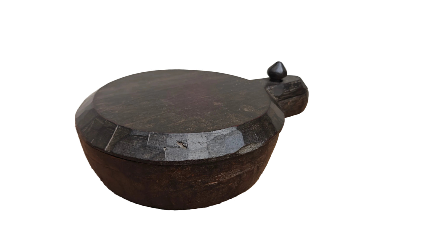 Antique Wooden Spice Box | Traditional Indian Masala Dabba | Hand-Carved