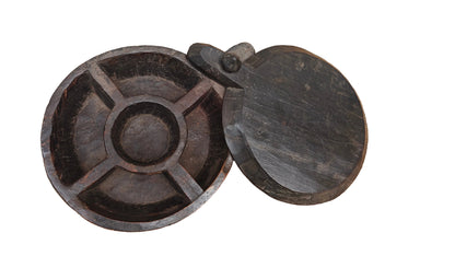 Antique Wooden Spice Box | Traditional Indian Masala Dabba | Hand-Carved