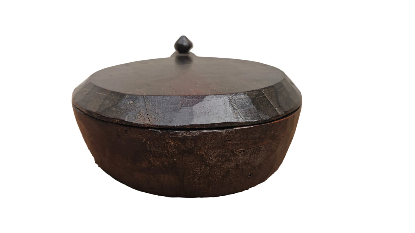 Antique Wooden Spice Box | Traditional Indian Masala Dabba | Hand-Carved