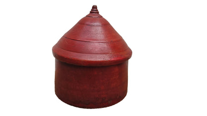 Antique Wood Tikka Box | Vintage Rajasthani Bindi Powder Box | Lacquer Finish