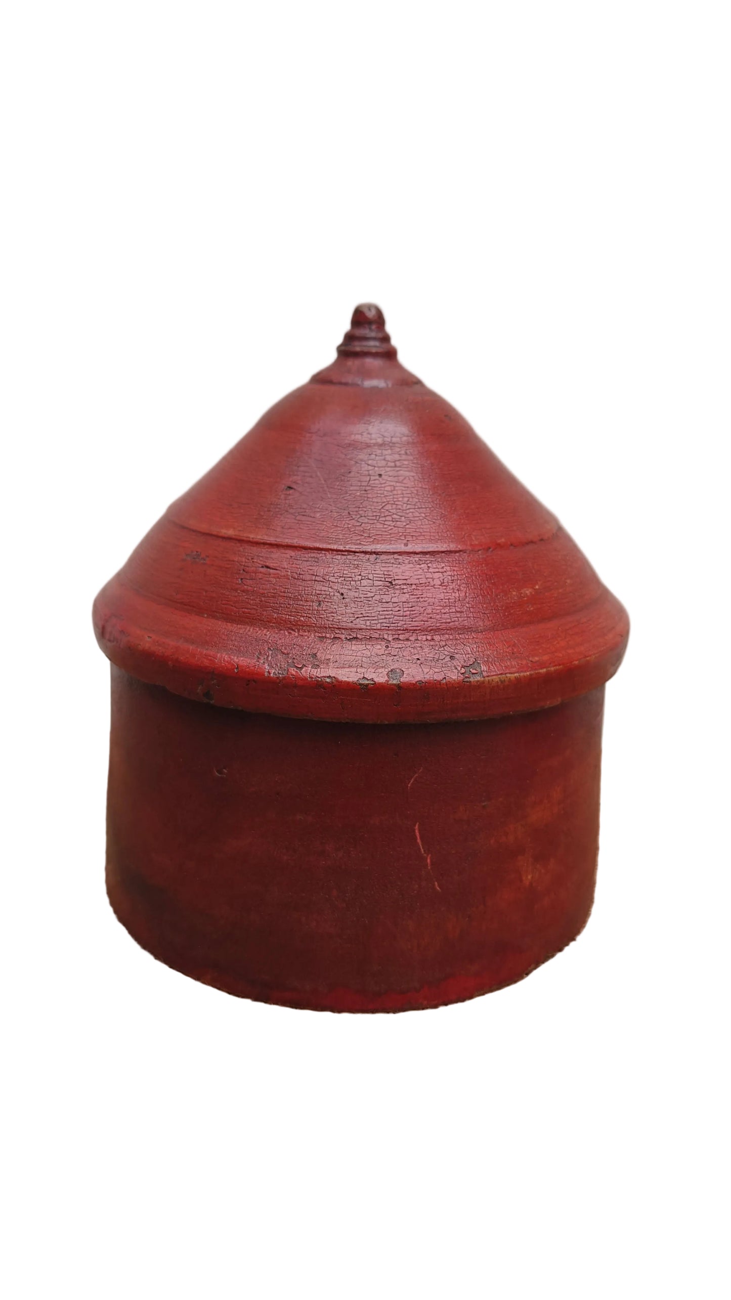 Antique Wood Tikka Box | Vintage Rajasthani Bindi Powder Box | Lacquer Finish